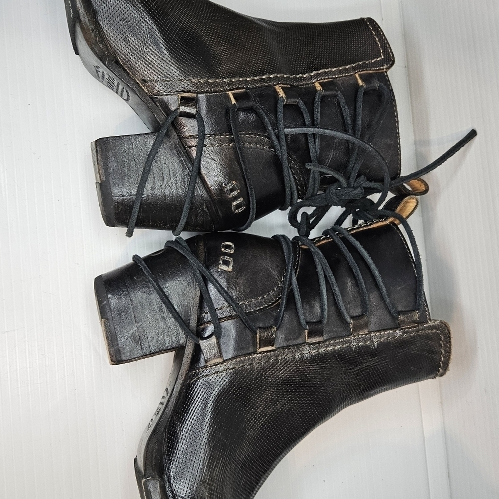 Bed Stu Blaire Graphito Rustic Leather Western Lace-Up Ankle Boots Size 7 - Picture 6 of 11